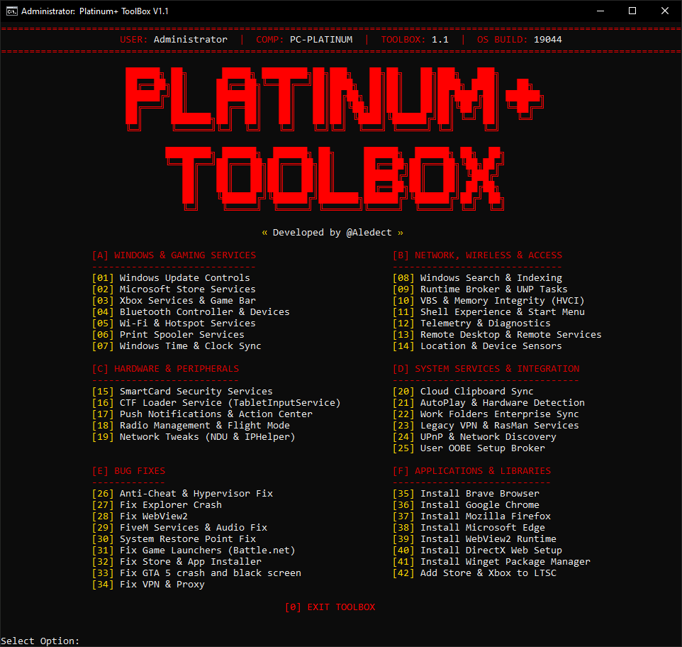 Platinum+ Toolbox V1.1 - Schermata 1