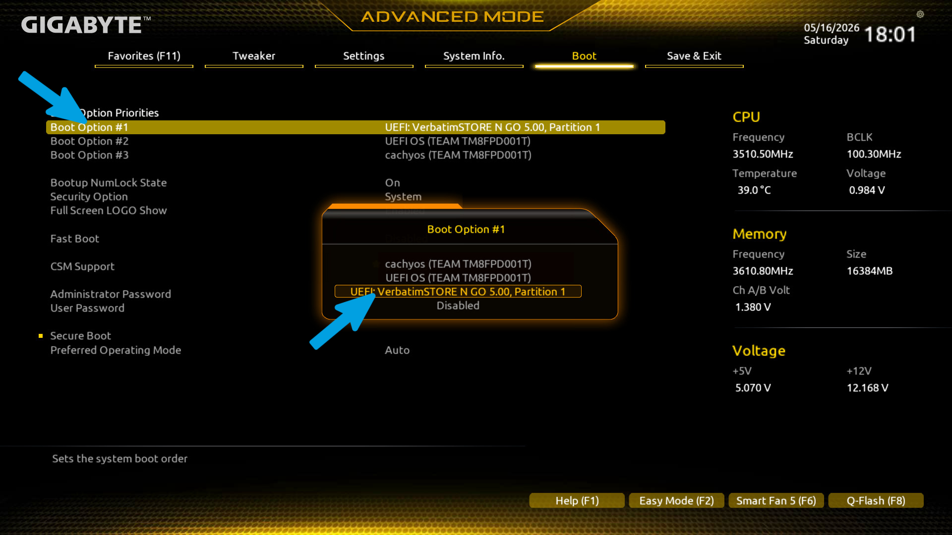 BIOS Boot Menu Settings 2